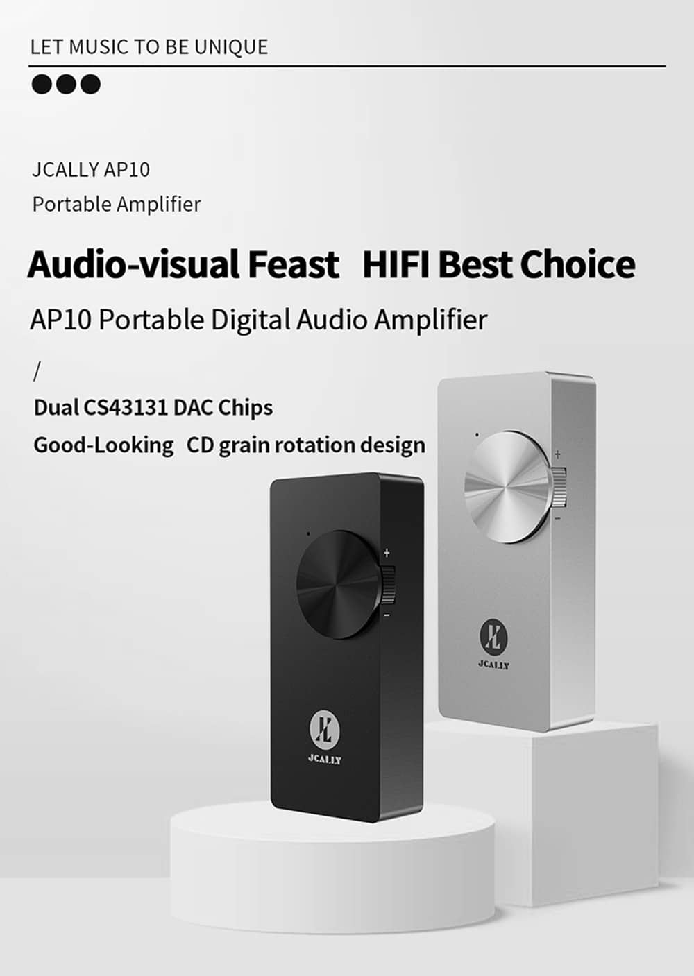 Jcally AP10 Portable Headphone DAC Amplifier 2 1