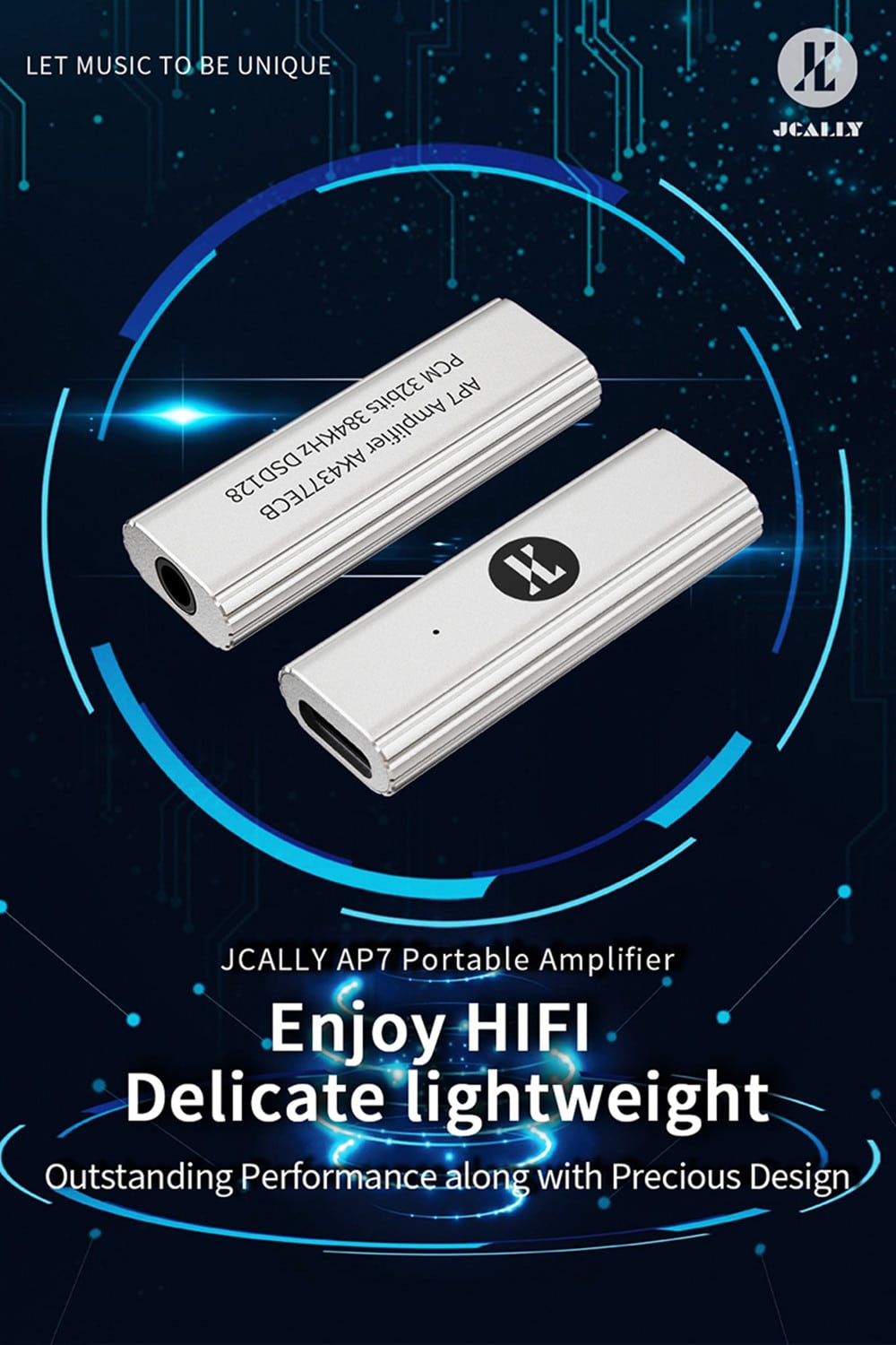 Jcally AP7 Portable Type C to 3.5mm Headphone DAC Amplifier 5