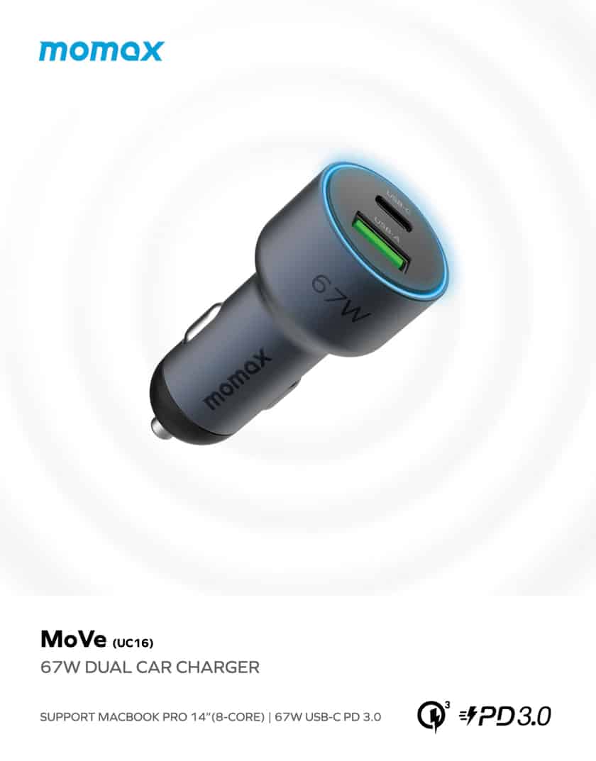 Momax UC16 MoVe 67W Dual Port Car Charger 4