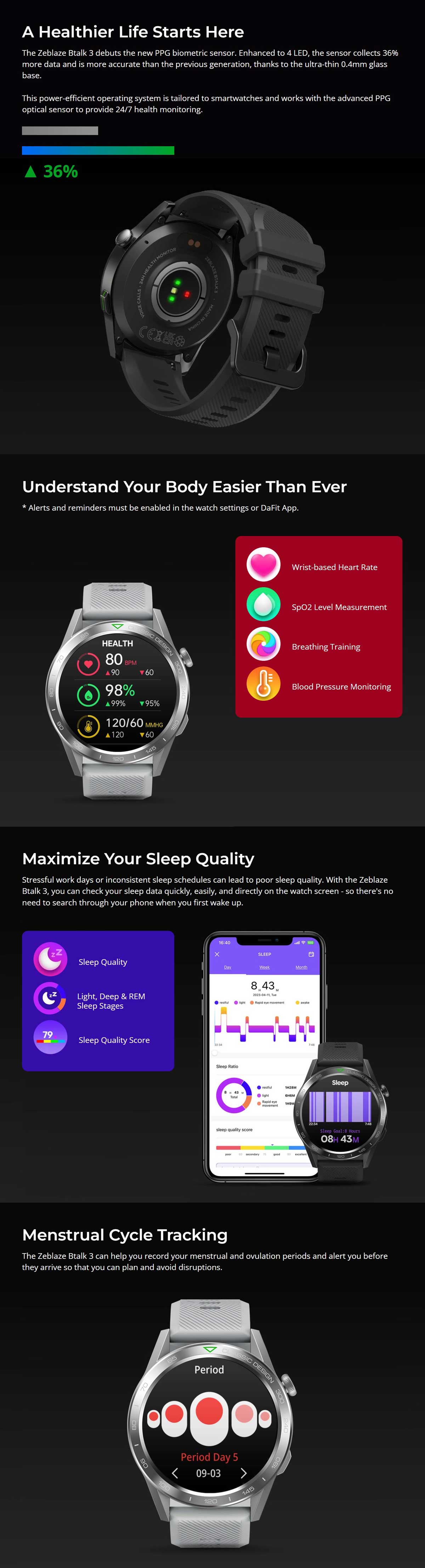 Zeblaze BTALK 3 Bluetooth Calling Smart Watch 4