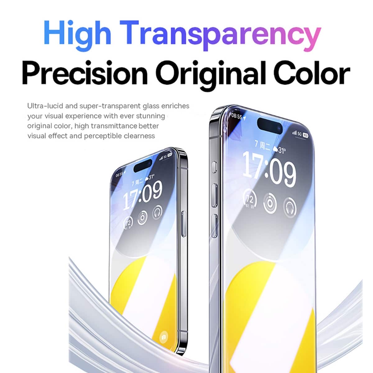 Baseus Diamond Series Full Coverage 9H Hardness HD Tempered Glass Screen Protetcor for iPhone 15 10
