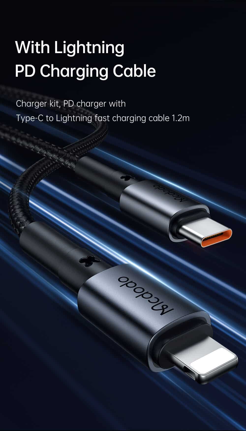 Mcdodo 749 30W PD USB C Car Charger and iP Cable Set 5