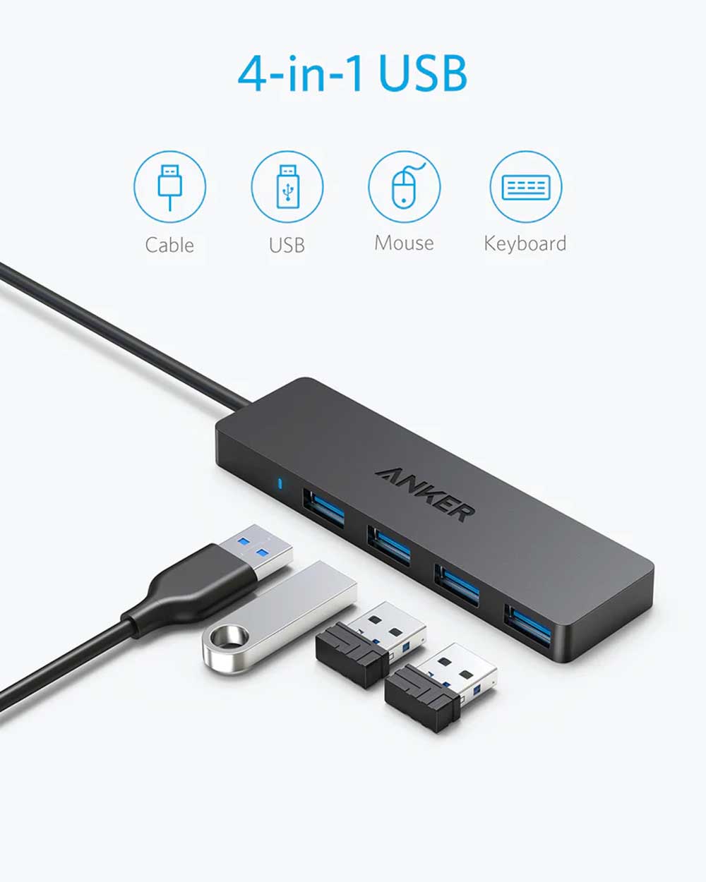 Anker 4 Port USB 3.0 Ultra Slim Data HUB A7516011A 8