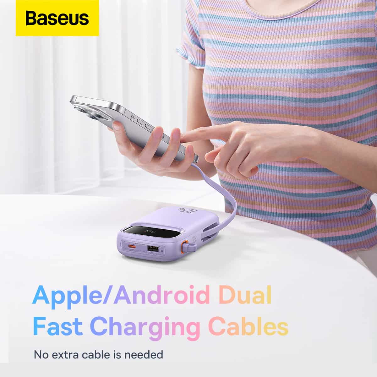 Baseus Qpow2 22.5W 10000mAh Dual Cable Digital Display Fast Charge Power Bank 6