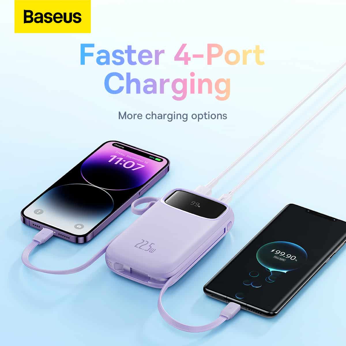 Baseus Qpow2 22.5W 10000mAh Dual Cable Digital Display Fast Charge Power Bank 7