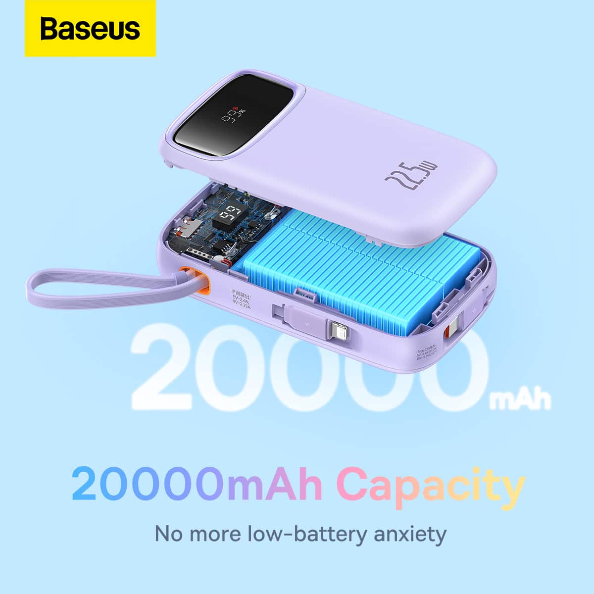 Baseus Qpow2 22.5W 10000mAh Dual Cable Digital Display Fast Charge Power Bank 8