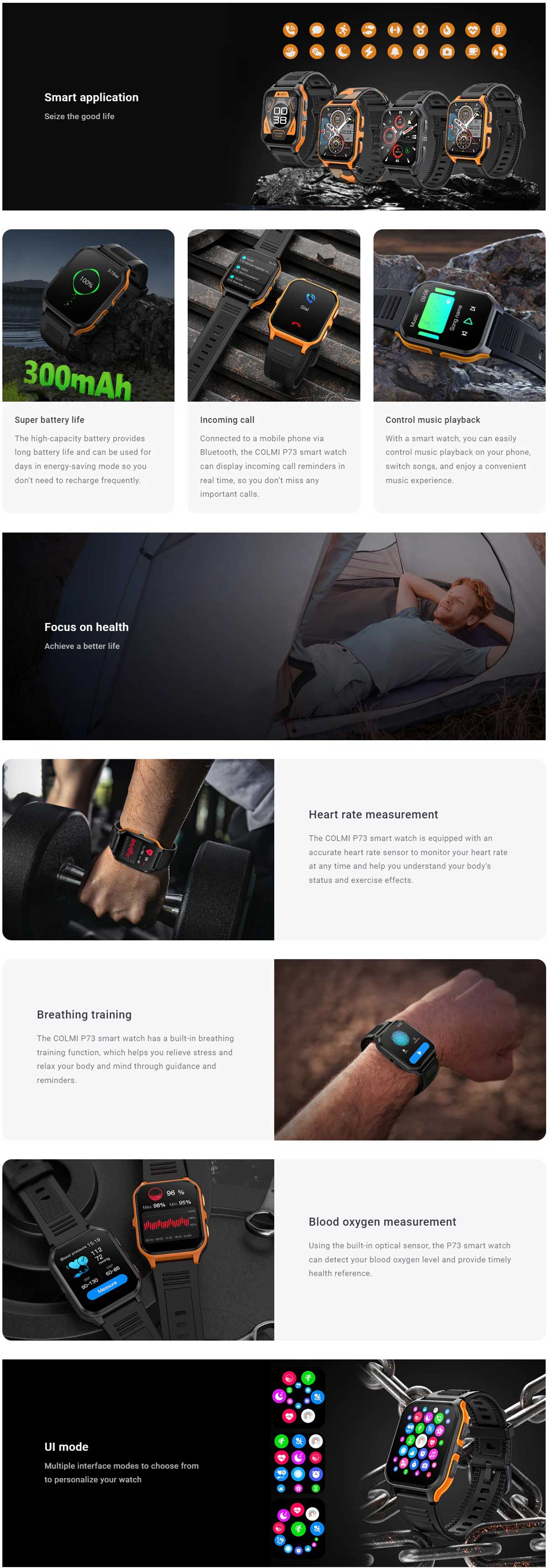 COLMI P73 Bluetooth Calling Sport Smart Watch 8