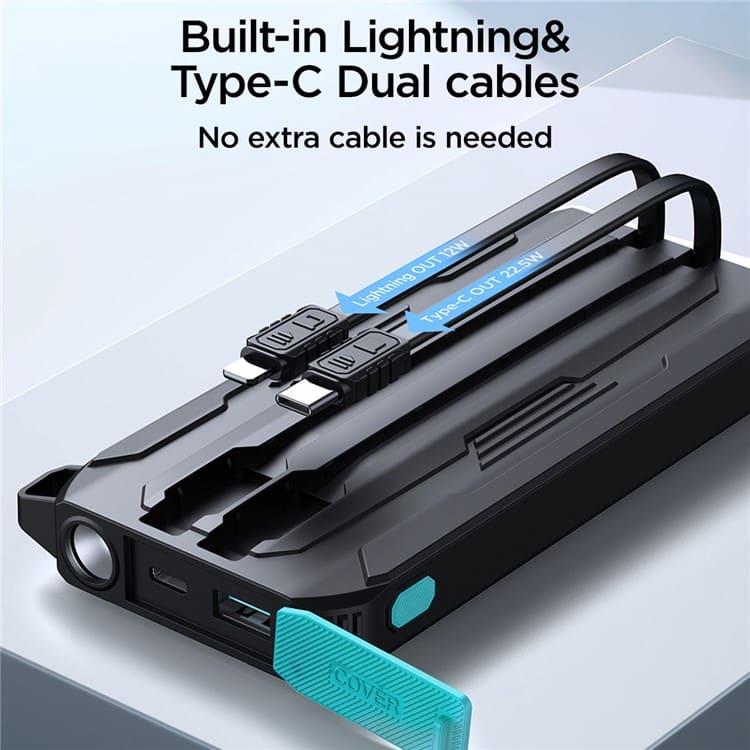 Joyroom JR L017 22.5W 10000mAh Power Bank with Built in 2 in 1 Cables 4
