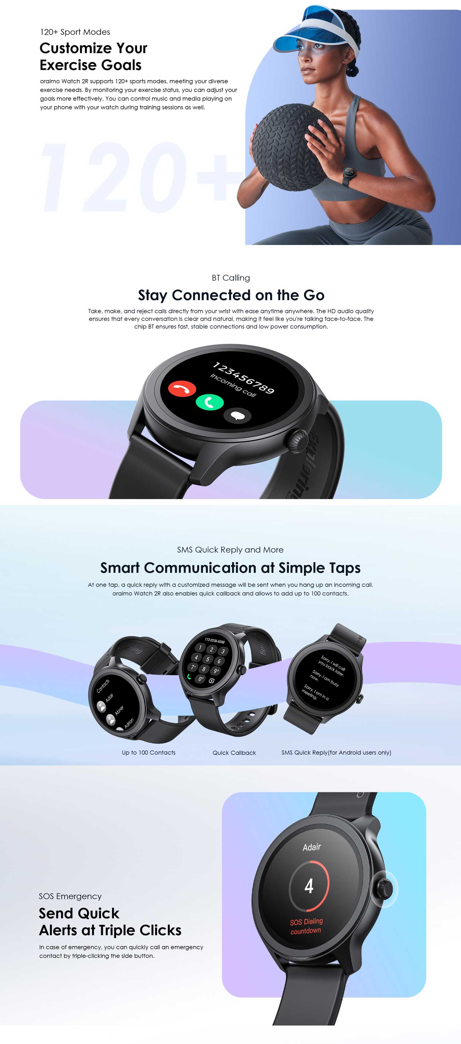 Oraimo Watch 2R HD Bluetooth Calling Smart Watch 3