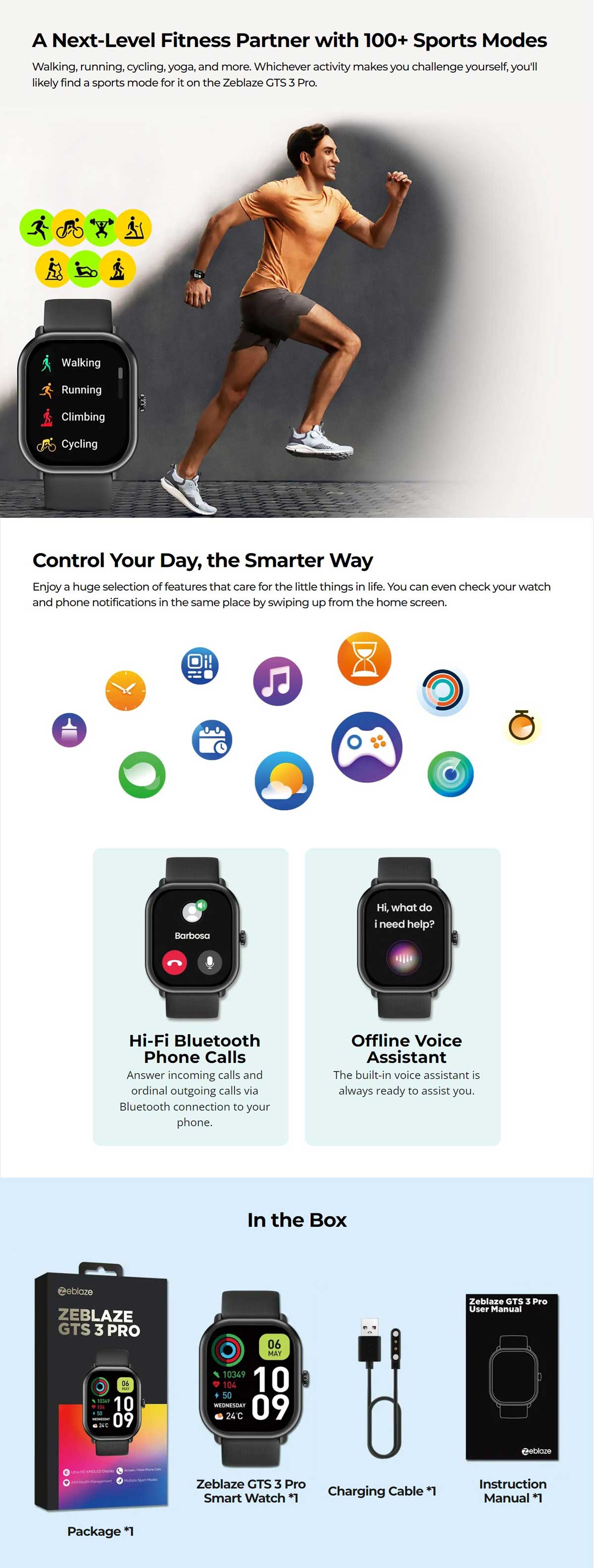 Zeblaze GTS 3 Pro AMOLDED Bluetooth Calling Smart Watch 4