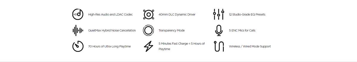 1MORE SonoFlow Active Noise Cancelling LDAC Hi Res Wireless Headphones 5