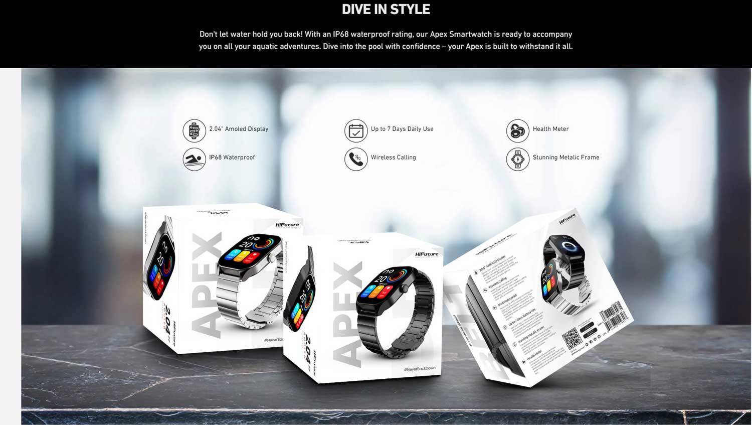 HiFuture Apex 2.04 Inch AMOLED Calling Smart Watch 6