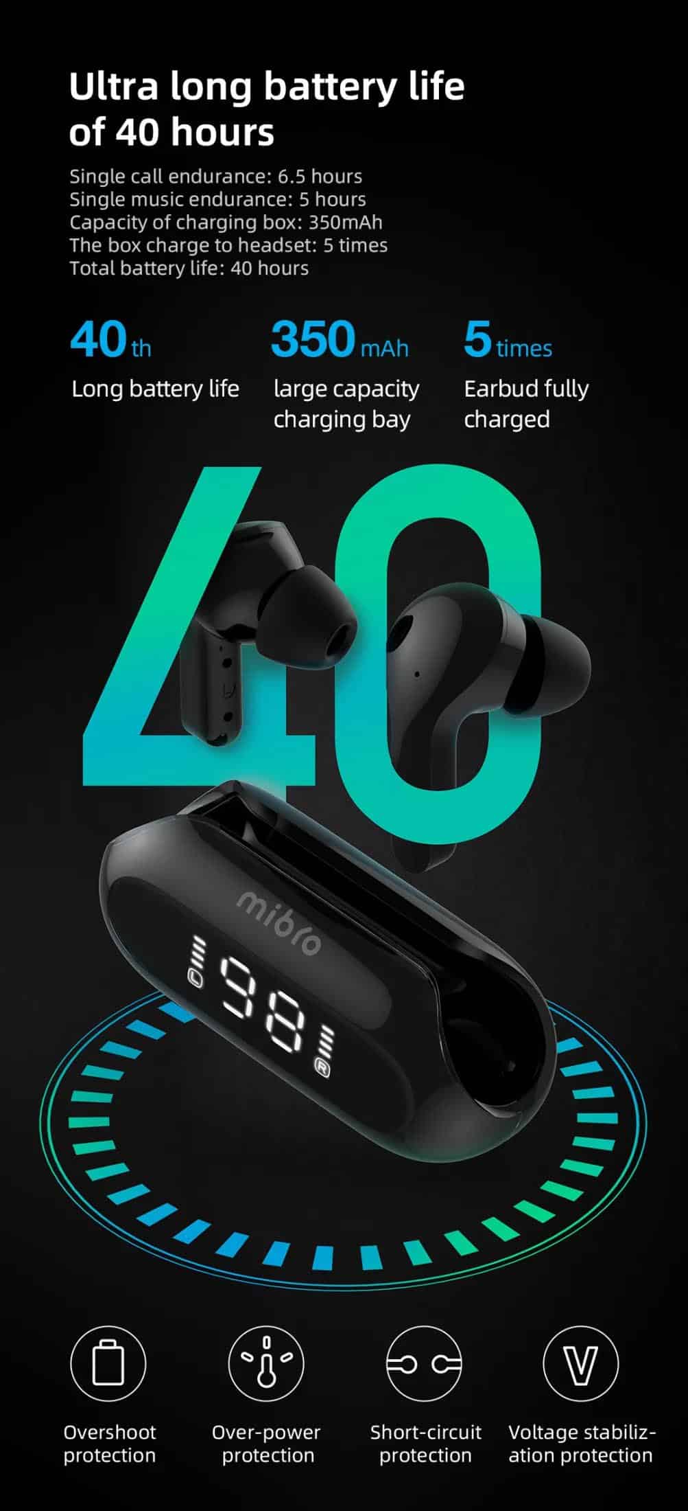 Mibro Earbuds 3 ENC True Wireless Earbuds with Digital Display 10