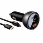 Baseus 140w Digital Display PD 3.1 Dual Fast Charger Car Charger USB A + USB C Set