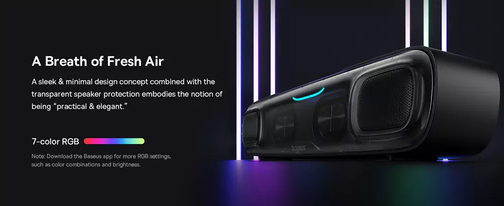 Baseus AeQur DS10 Mini Soundbar Desktop Bluetooth Speaker with RGB Light (Without Battery)
