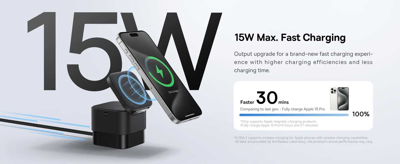 Baseus MagPro 2 in 1 25W Magnetic Wireless Charger 20