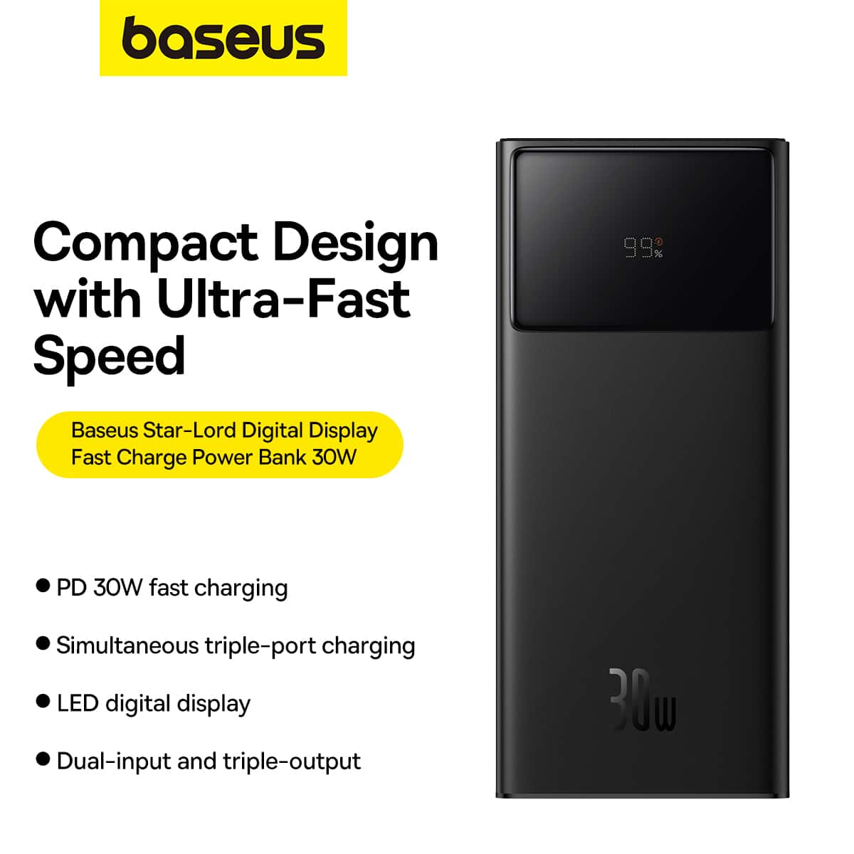 Baseus Star Lord 30000mAh 30W Digital Display Fast Charging Power Bank 3 5
