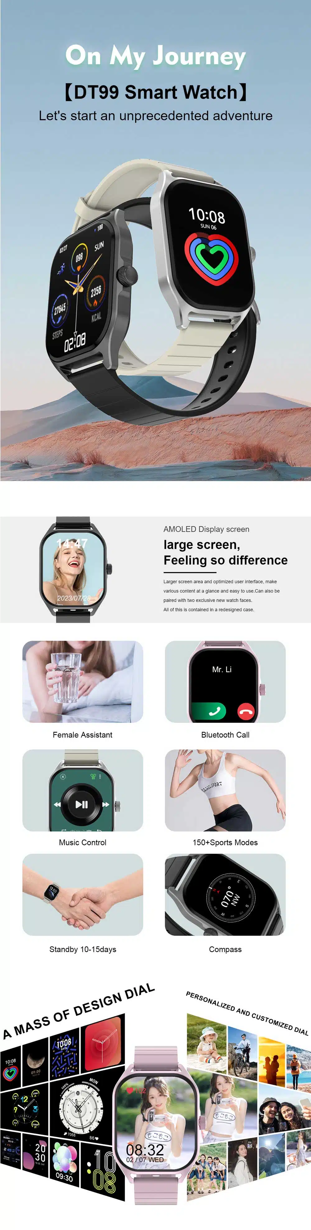 DT NO.1 DT99 AMOLED Smartwatch With GPS