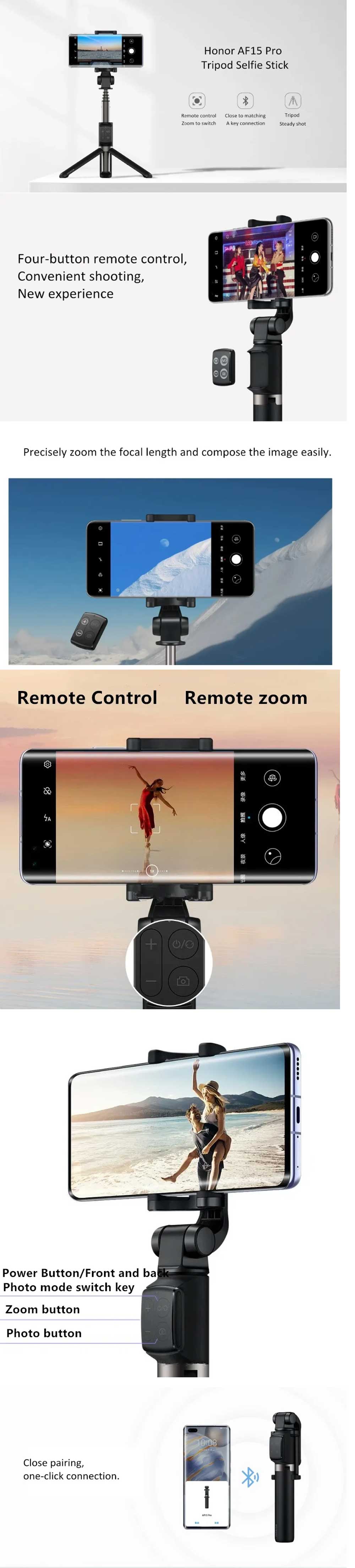 HUAWEI CF15 pro Wireless Travel Tripod Selfie Stick