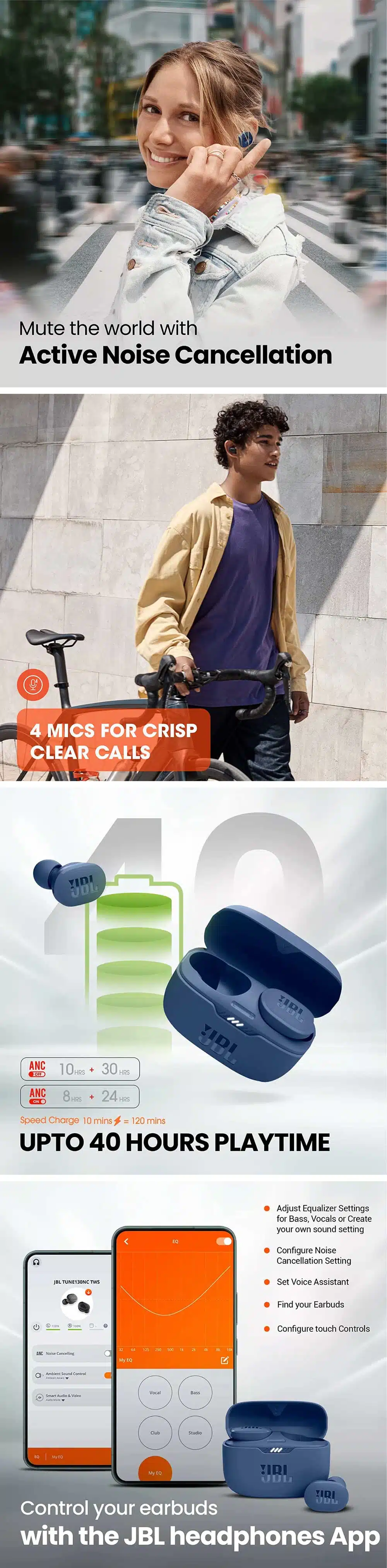JBL Tune 130NC Noise Cancelling Earbuds