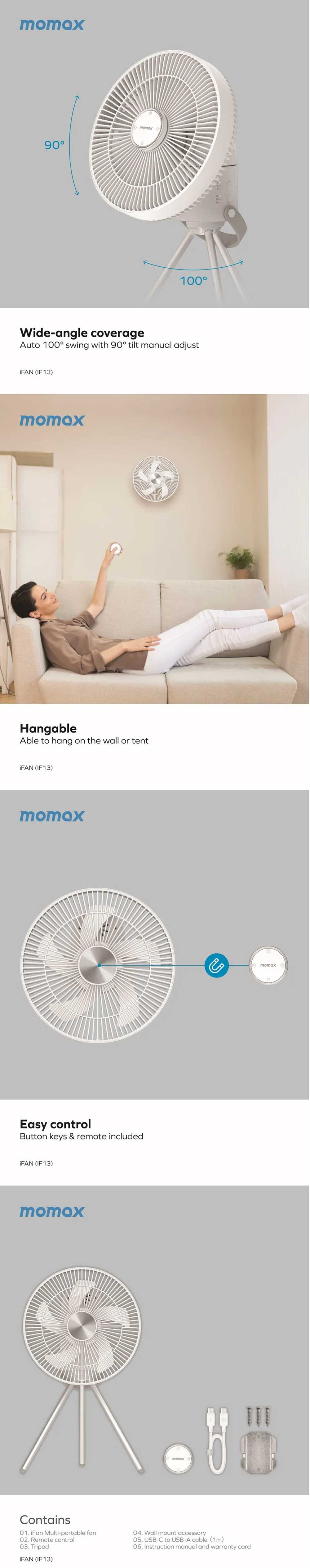Momax iFAN Multi-Portable Fan 7inch(IF13)