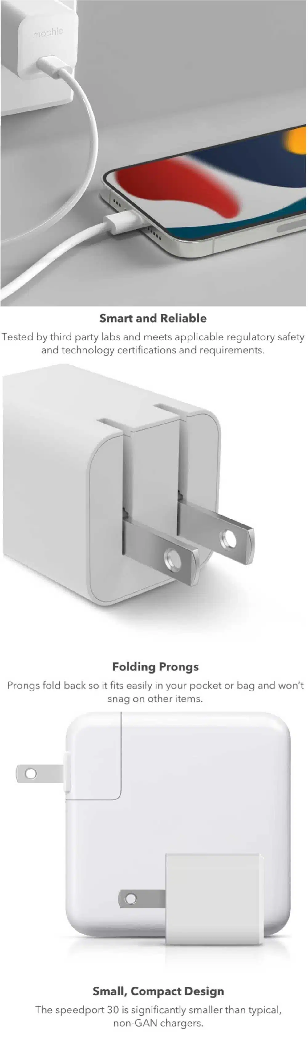 Mophie Speedport 30 GaN 30W Single USB-C Fast Wall Charger