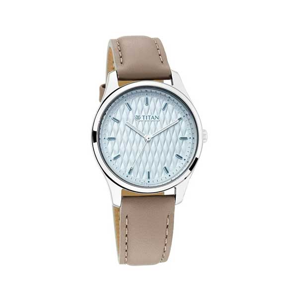 Titan NP2639SL05 Workwear Watch with Blue Dial Leather Strap For Women