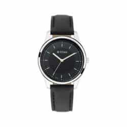 TITAN NR2639SL01 Workwear Watch with Black Dial Leather Strap For Women