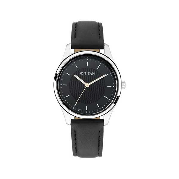 TITAN NR2639SL01 Workwear Watch with Black Dial Leather Strap For Women