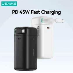 USAMS US CD216 PD 45W 18000mAh Dual Type C Power Station with Retractable Magnetic Cable 2