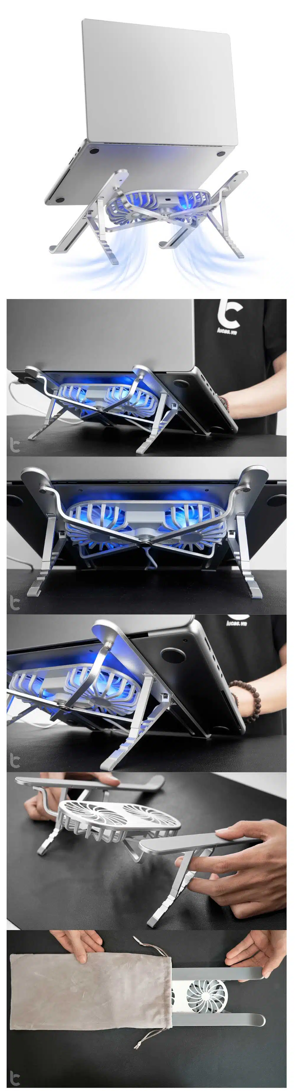 WIWU S400 Pro Aluminum Laptop Stand With Cooling Fan