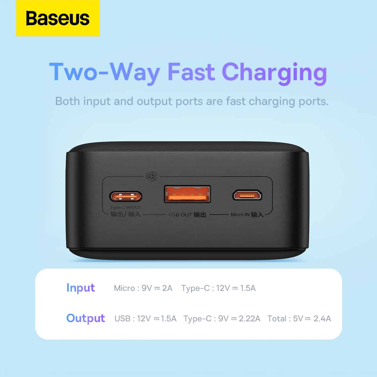 Baseus Airpow 20W 30000mAh Fast Charging power Bank 5 2