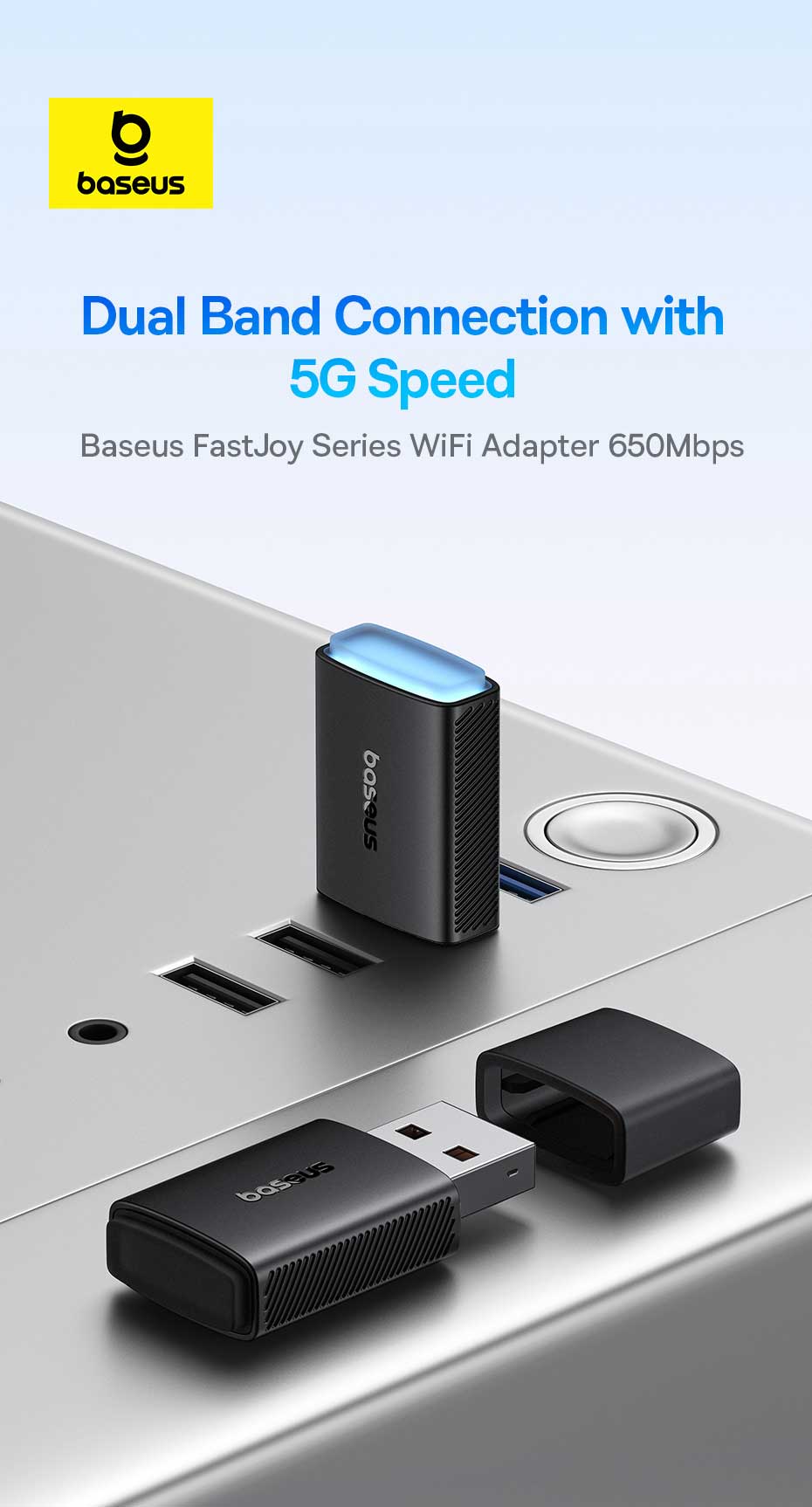 Baseus FastJoy Series 650Mbps WiFi Receiver Adapter 1
