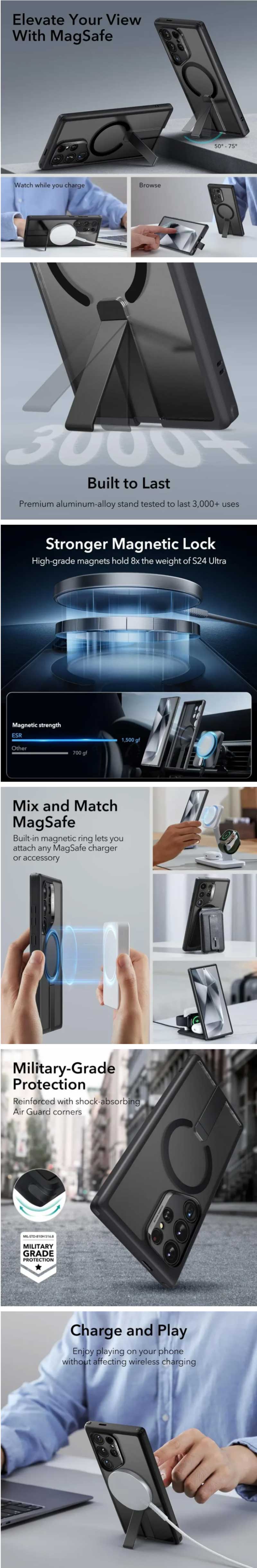 ESR Samsung Galaxy S24 Ultra Boost Flickstand HaloLock MagSafe Kickstand Case 2