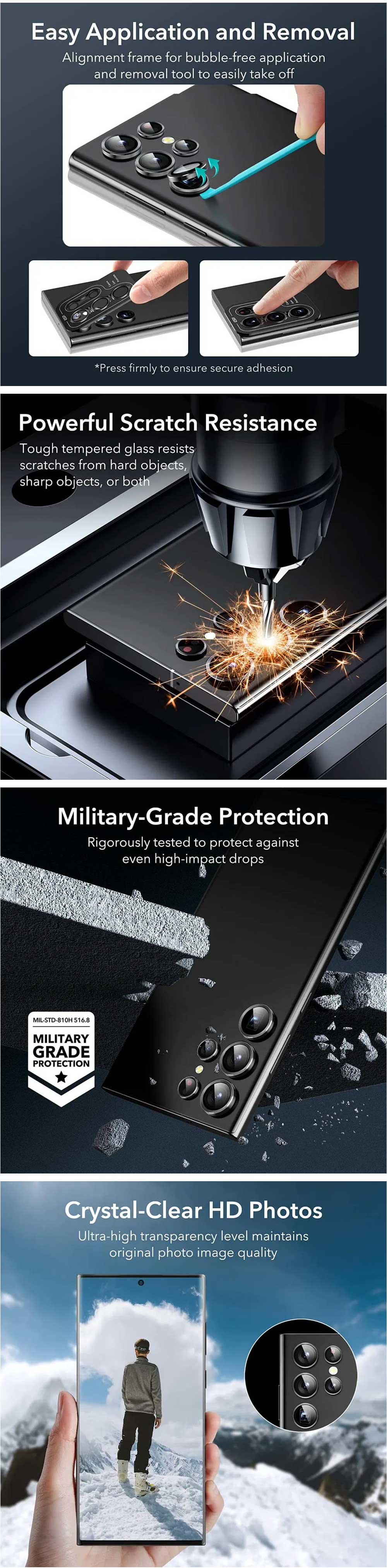ESR Samsung S23 Ultra Camera Lens Protector Scratch-Resistant Ultra-Thin Tempered Glass