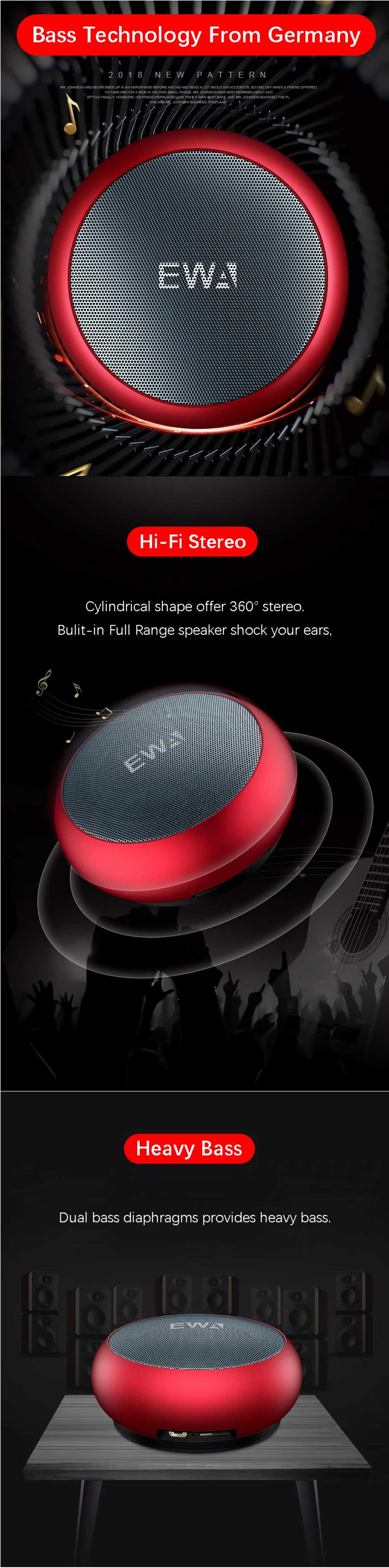 EWA A110 Portable Wireless Bluetooth Speaker 5
