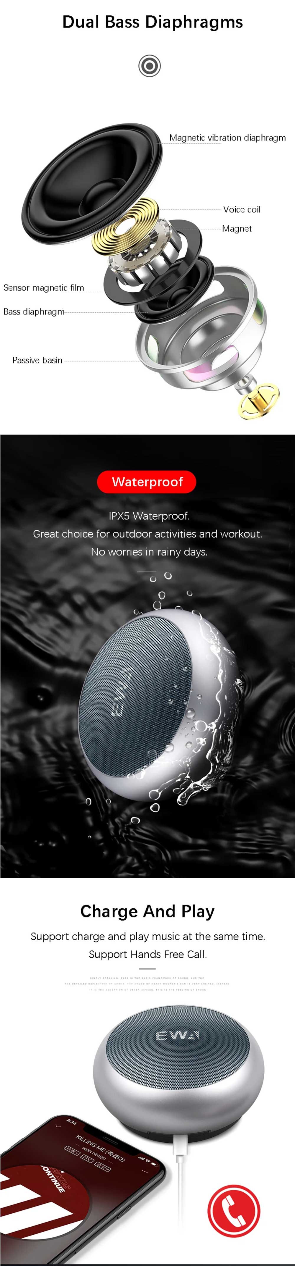 EWA A110 Portable Wireless Bluetooth Speaker