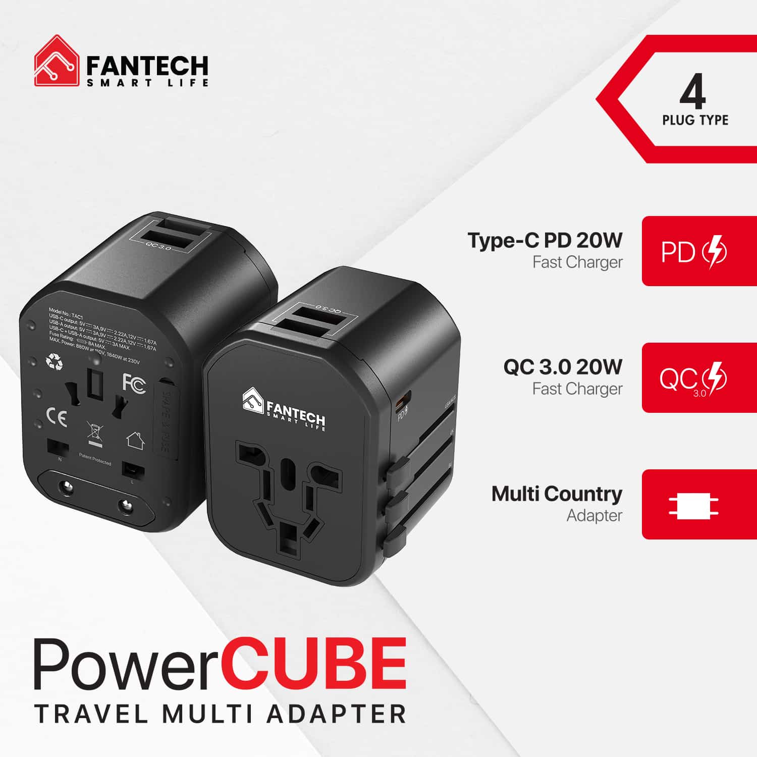 Fantech PowerCube TAC1 Travel Multi Adapter 6