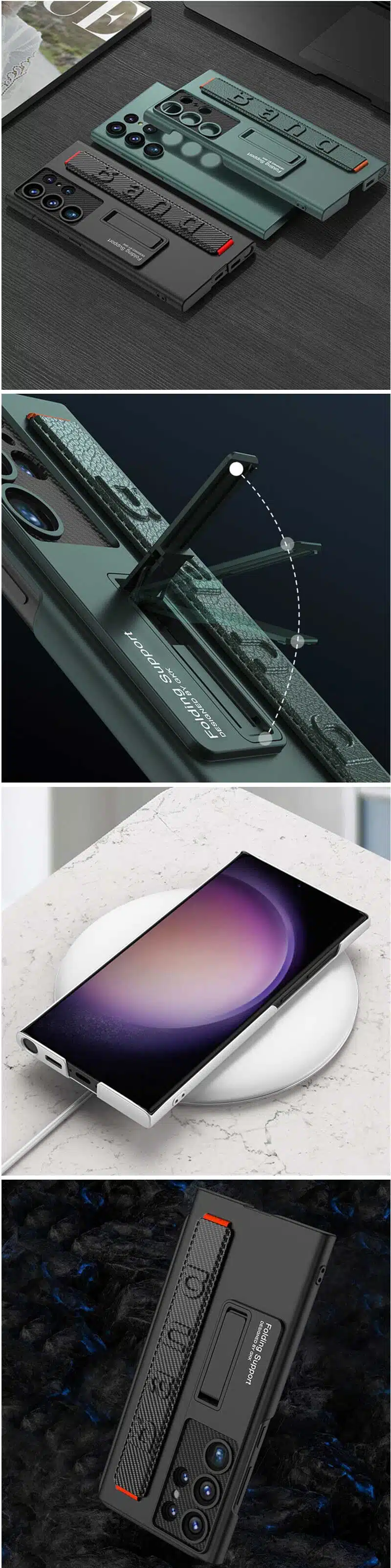 GKK Samsung Galaxy S23 Ultra Wristband Bracket Matte Hard PC Case