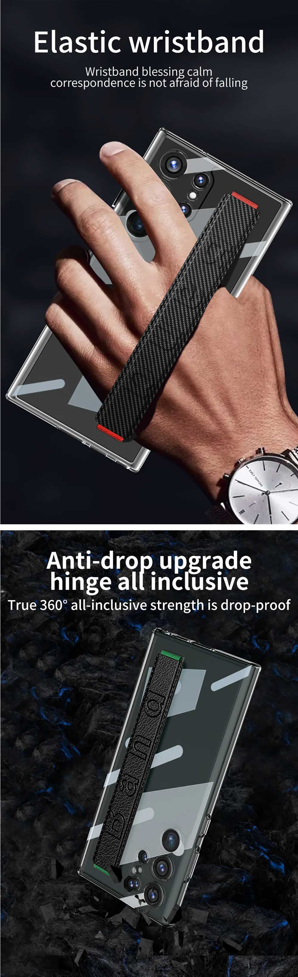 GKK Samsung S23 Ultra Clear Wristband Hard Case