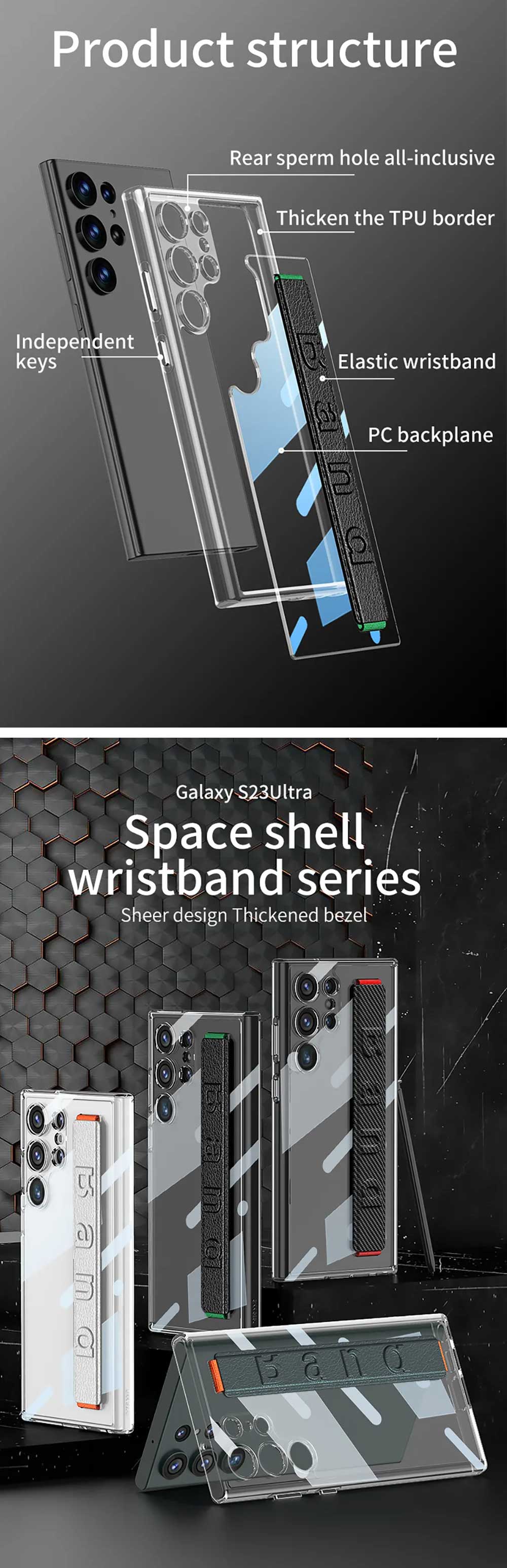 GKK Samsung S23 Ultra Clear Wristband Hard Case 4