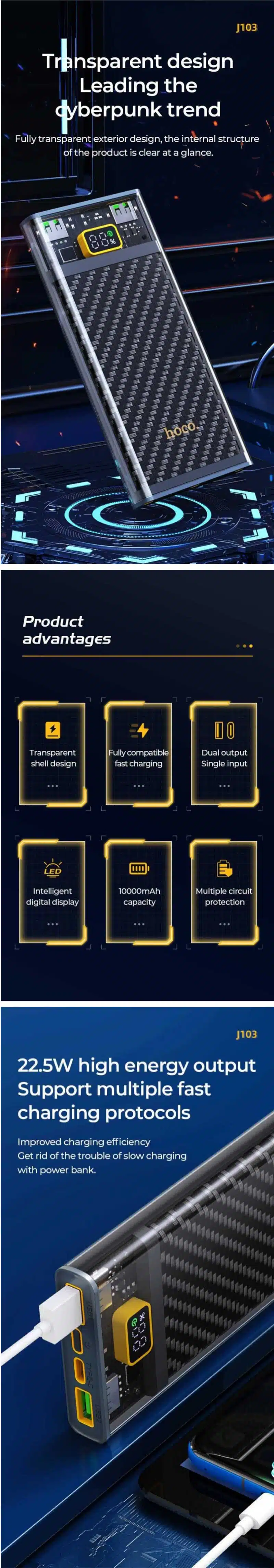 HOCO J103 Discovery Edition 22.5W 10000mAh Power Bank