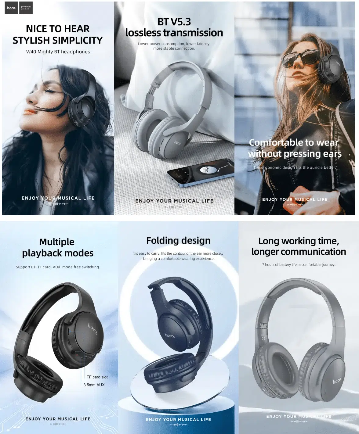 Hoco W40 Over Ear Stereo Wireless Headphone