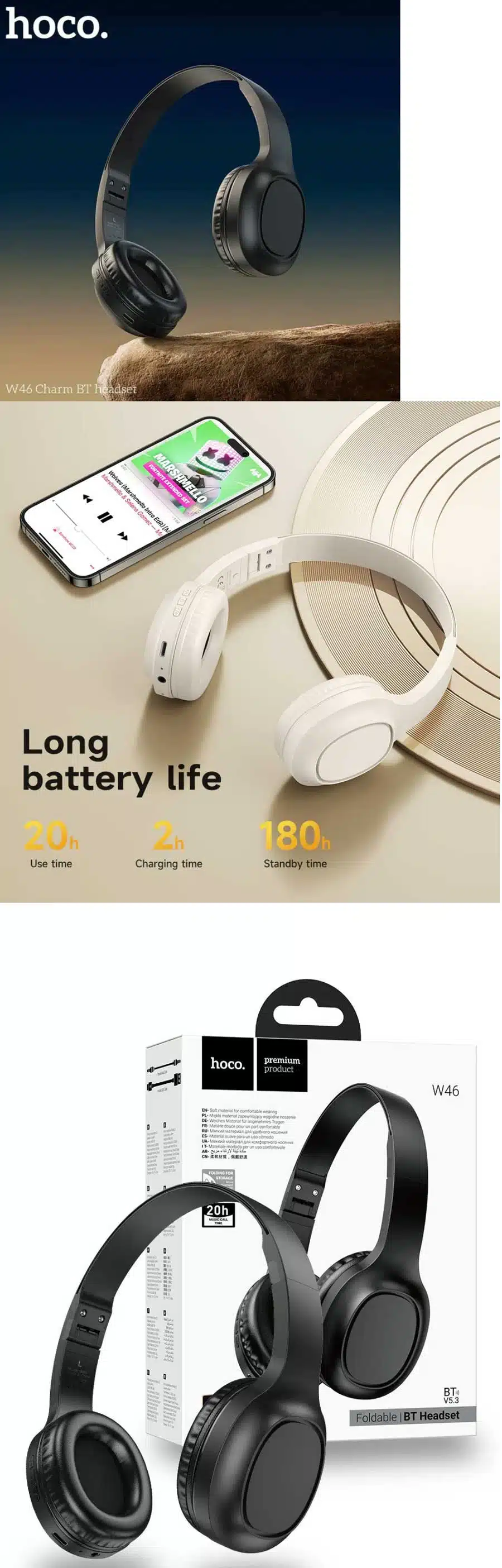 Hoco W46 Folding Bluetooth Headphone