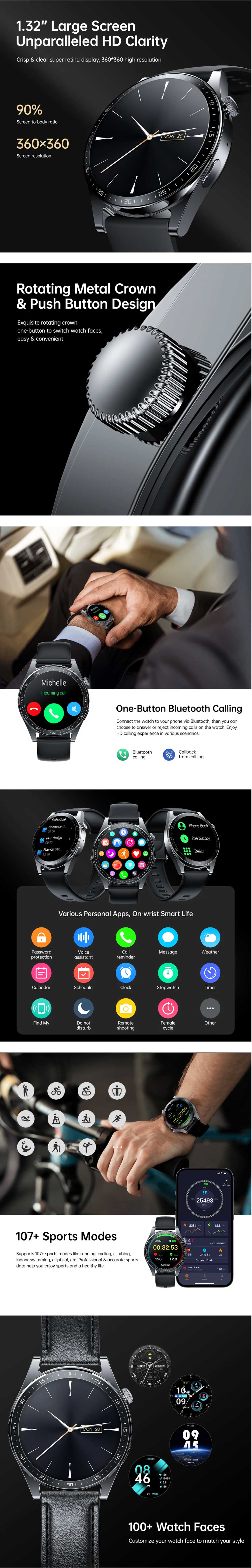 Joyroom JR-FC2 Classic Series Bluetooth Calling Smart Watch