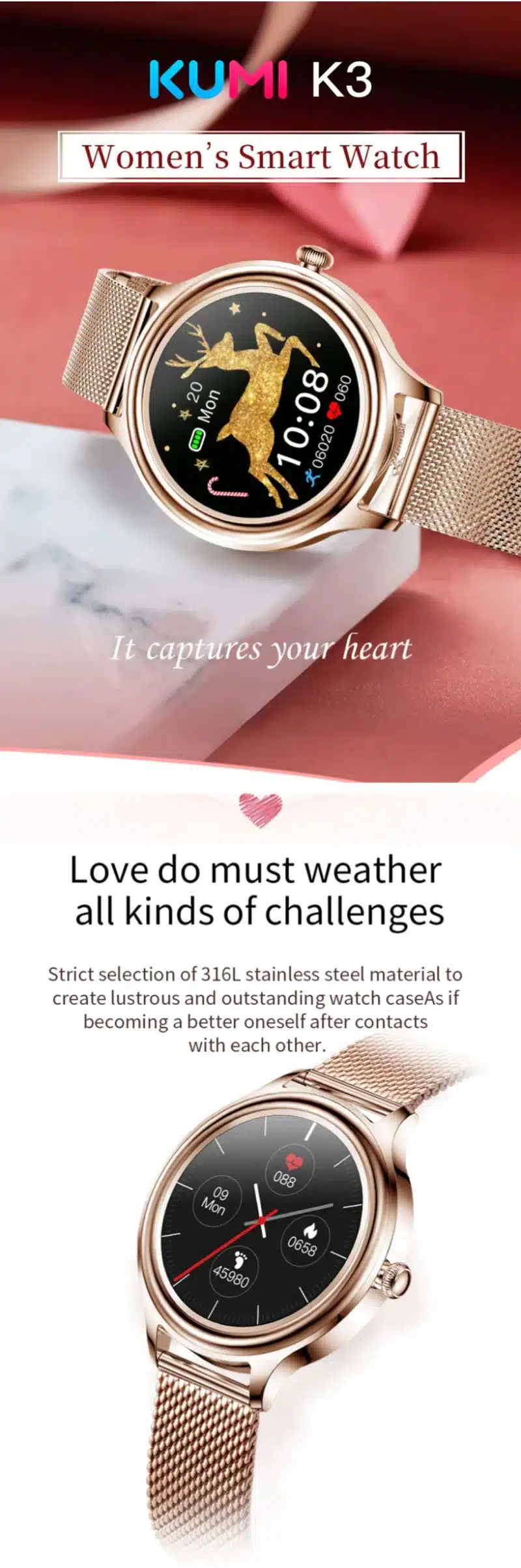 KUMI K3 Lady Smartwatch