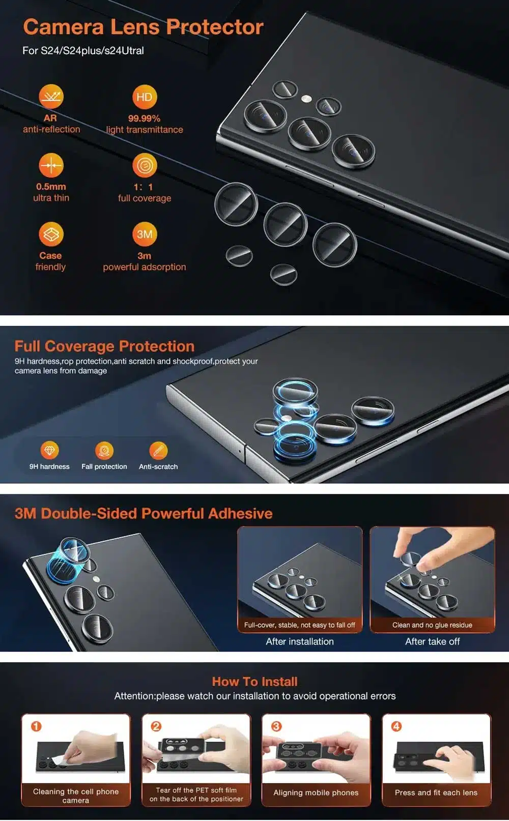 KUZOOM HD Glass AR Lens Protector for Galaxy S24 Ultra