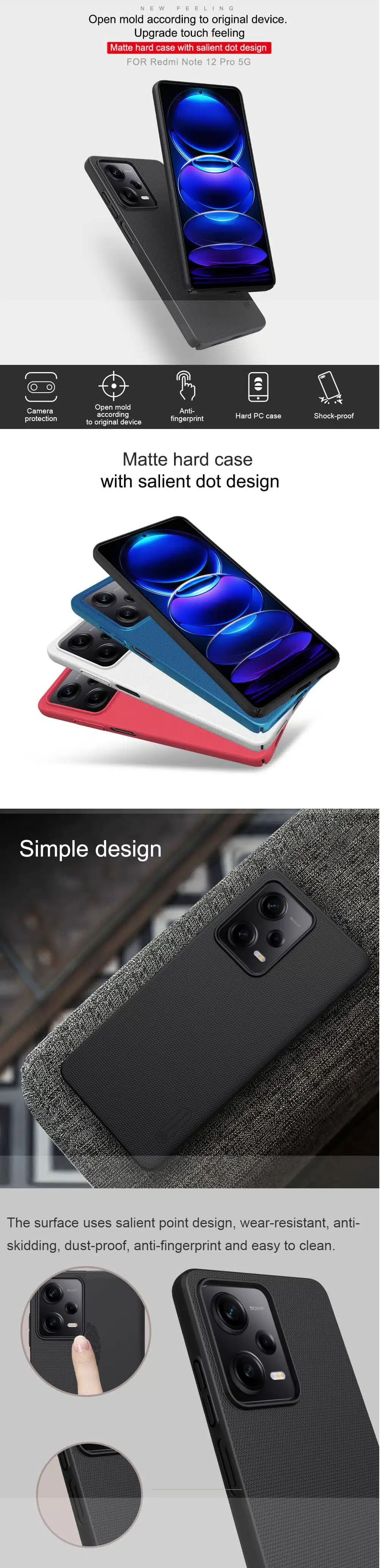 Nillkin Redmi Note 12 Pro 5G Super Frosted Shield Case
