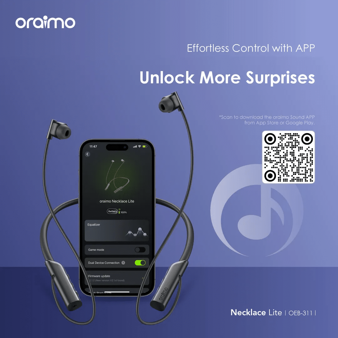 Oraimo OEB 311 Necklace Lite ENC Wireless Headphone with Vibration Reminder 14