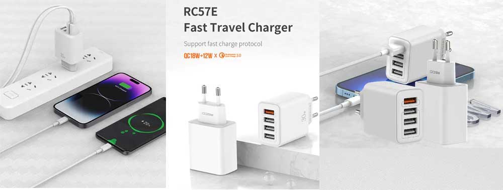 RECCI RC57U 30W (QC18W+12W) 4 USB Ports Charger